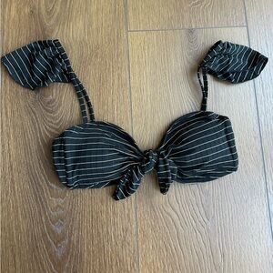 Billabong Black and Gold Striped Bikini Top like new